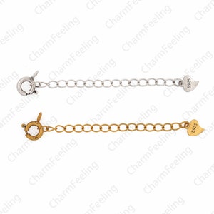 Chaîne de fermoir Sailor, chaîne d’extension en argent sterling, accessoires de chaîne de remplissage en or 18K, chaîne de queue en argent S925, fournitures de bijoux de bricolage, 6cm