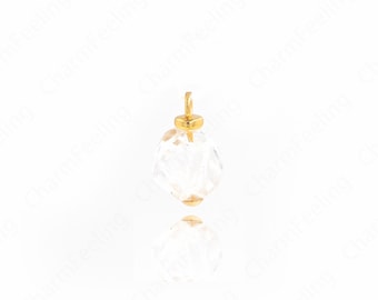 Natural Stone Pendant,Diamond Shape Charm,18K Gold Filled Gem Pendant,DIY Jewelry Supplies, 15.5x9x9mm