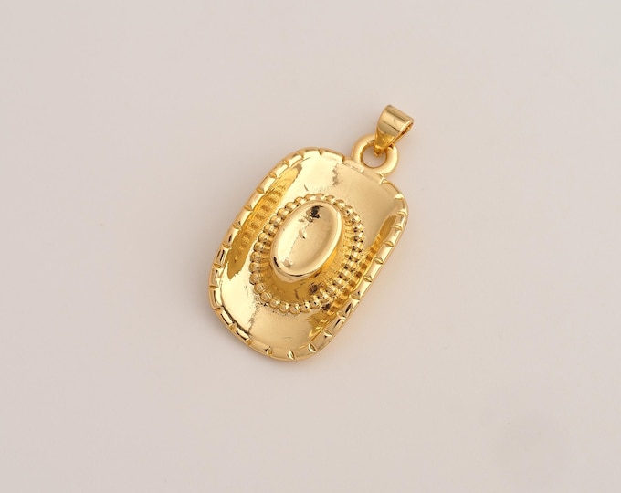 Cowboy Hat Pendant,Cowboy Hat Pendant,18K Gold Filled Cowboy Hat Charm,DIY Jewelry Accessories,34x17.7x6.8mm