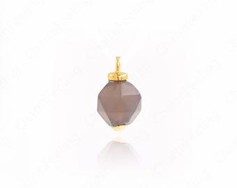 Natural Stone Pendant,Diamond Shape Charm,18K Gold Filled Gem Pendant,DIY Jewelry Supplies, 16x10x10mm