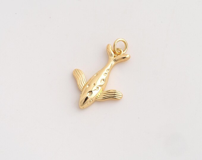 Whale Pendant,Marine Life Pendant,18K Gold Filled Whale Charm,DIY Jewelry Accessories,25.6x17.3x3.8mm
