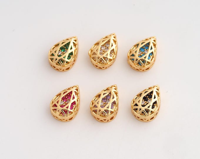 10 pcs 18K Gold Filled Gemstone Spacer Beads,Water Drop Gemstone Beads,Tear Drop Beads,DIY Jewelry Supplies,8x12mm