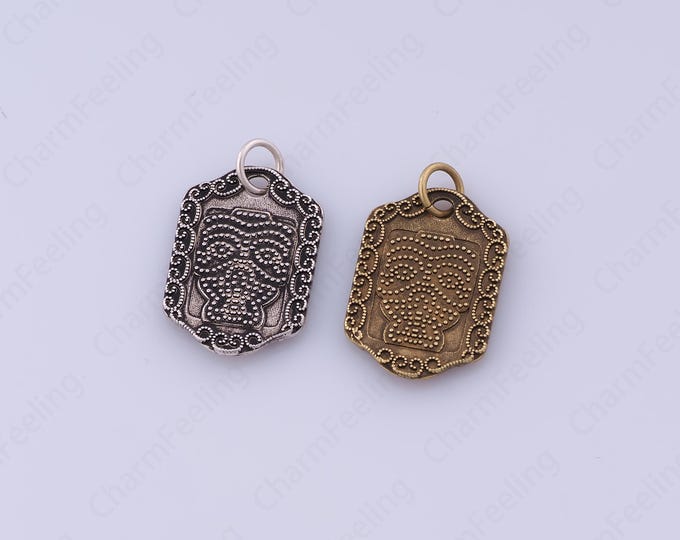 Rectangular Pendant, Rectangular Fallen Leaves Necklace, Vintage Style Charms, DIY Jewelry Making Accessories 21.8x13x2mm