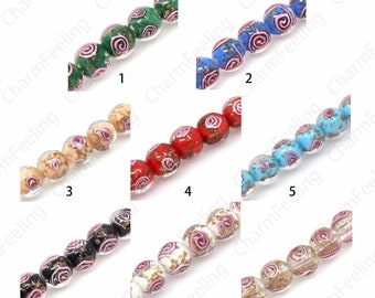 Spiral Glass Spacer Beads,Gold Foil Glass Beads,Murano Spacer Beads,Necklace Beads,Glass Jewelry,DIY Beading Supplies,12mm
