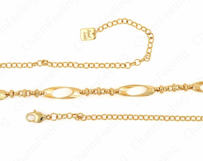 Chunky Gold Necklace,Oval Necklace,18K Gold Filled Simple Necklace,Lobster Clasp Necklace,DIY Jewelry Supplies,Length:52cm