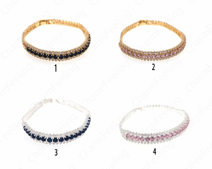 Tennis Bracelet,Fashion Bracelet,Adjustable Bracelet, Zircon Bracelet,Friendship Bracelet,18K Gold Filled Dainty Bracelet,180x10x3.5mm