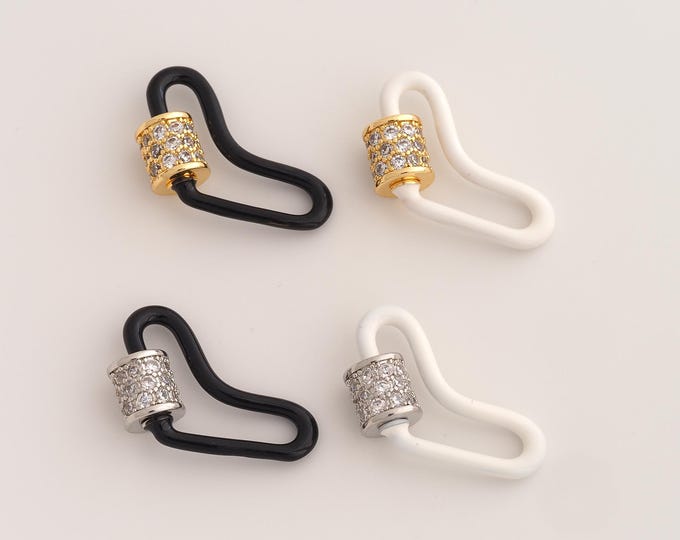 Enamel Carabiner Screw Clasp,CZ Carabiner Clasp, 18K Gold Filled Screw Clasp, DIY Jewelry Making Supplies, 24.7x13.5x7.3mm