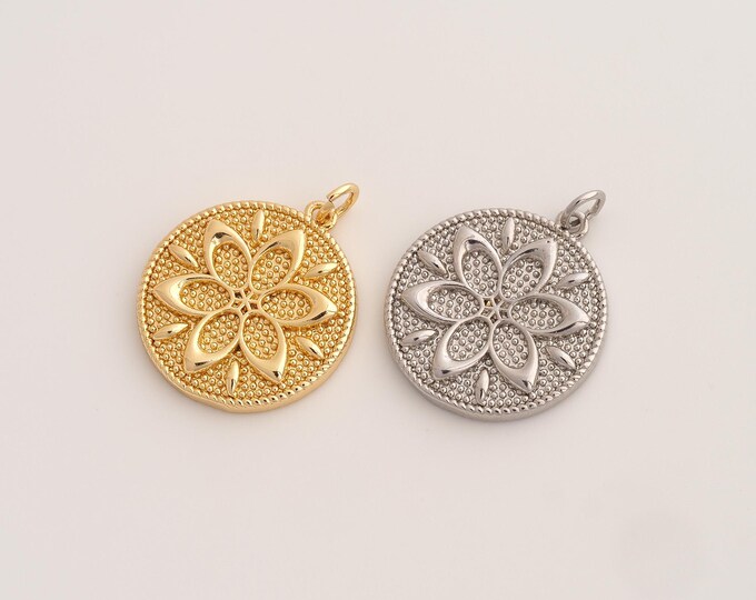Flower Pendant,Flower Pendant,18K Gold Filled Flower Charm,DIY Jewelry Accessories,26.2x20.8x3mm