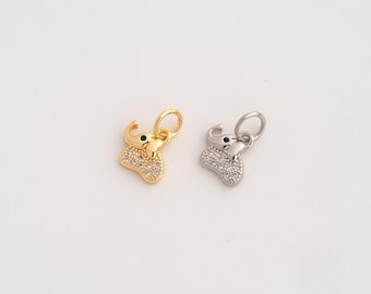 CZ Elephant Pendant,Animal Pendant,18K Gold Filled Elephant Charm,DIY Jewelry Accessories,12x9x2.4mm