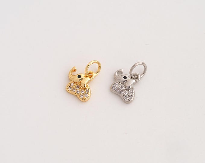 CZ Elephant Pendant,Animal Pendant,18K Gold Filled Elephant Charm,DIY Jewelry Accessories,12x9x2.4mm