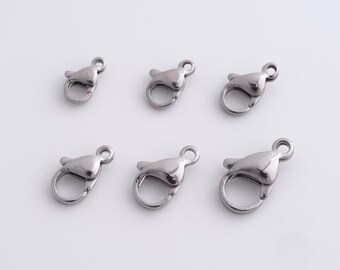 50 pcs Stainless Steel Carabiner, Silver Filled Lobster Clasp, Button Clasp,Jewelry Clasp,Spring Clasp DIY Jewelry Supplies