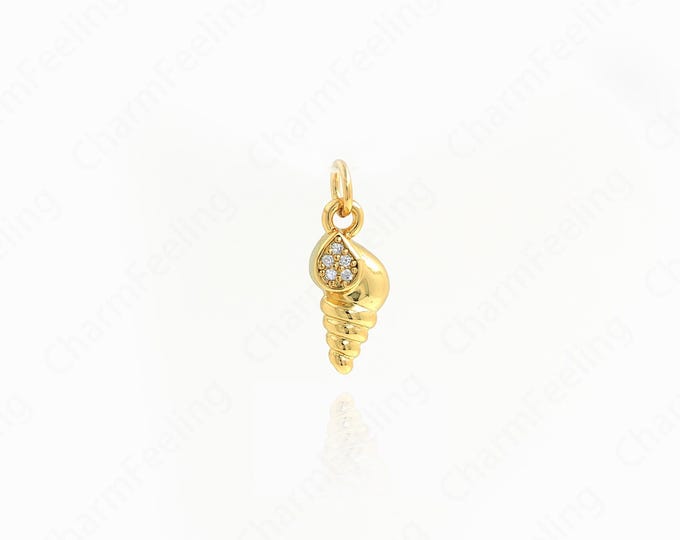 18K Filled Gold Ocean Charm Necklace, Conch Pendant, Beach Charm, DIY Jewelry Making Accessories 18.2x7x5.3mm