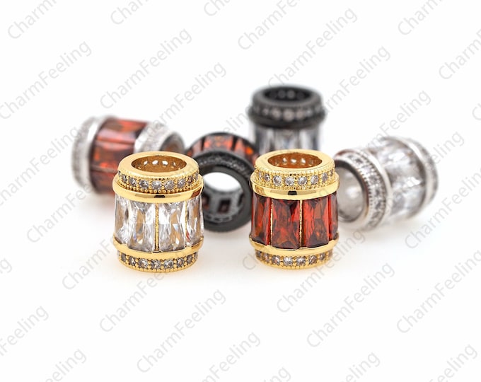 CZ barrel spacer beads,large hole cylinder/barrel pavé,large hole gasket,used for beaded jewelry making supplies 11.5 ×9.5mm hole 5.5mm 1pcs