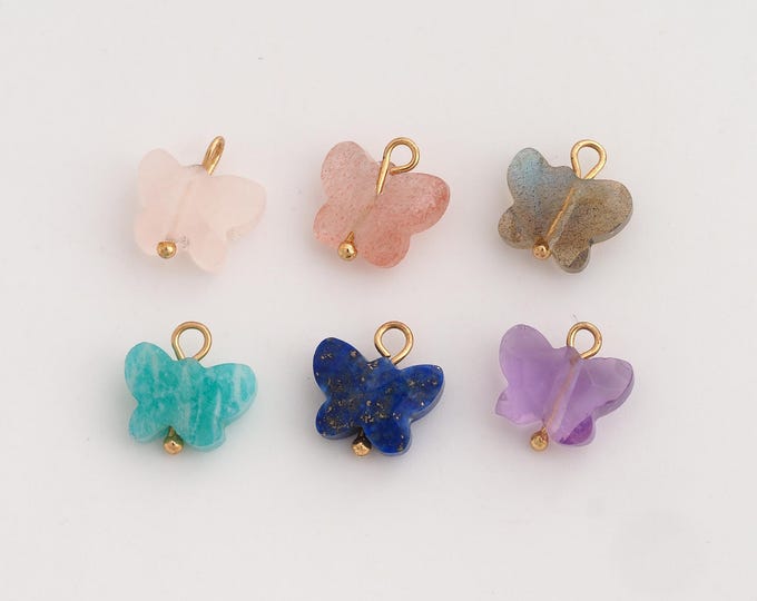 Natural Stone Pendant,Energy Stone Pendant,18K Gold Filled Butterfly Charm,DIY Jewelry Accessories,11x10.2x4.6mm