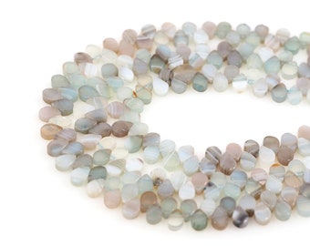 White Opal Gems Beads, Flat Piece Natural Stone Chain, Drop-Shaped Gems Chain,Gemstone Necklace, DIY Bracelet Accessories, 6x8mm