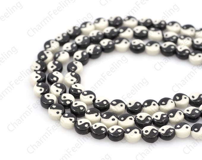 Tai Chi Ceramic Beads, Yin Yang Ceramic Beads, Tai Chi Ceramic Beads, Handpainted Ceramics, Glazed Ceramic Beads, DIY Jewelry Supplies,
