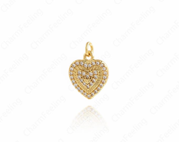 Heart Pendant,Gold Heart Necklace,18K Gold Filled Fashion Pendant,Gift For Her,Turquoise Charm,DIY Jewelry Supplies,15.4x10.8x3mm