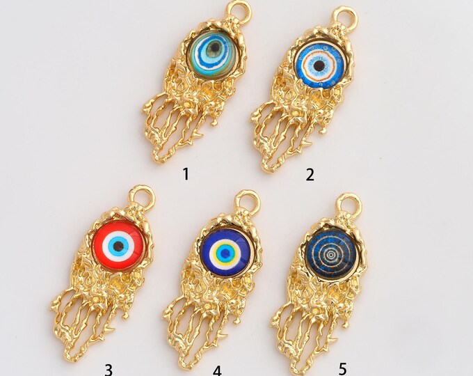 Evil Eye Pendant,Enamel Devil Eye Pendant,18K Gold Filled Eye Charm,DIY Jewelry Accessories,47.8x18.4x5.4mm
