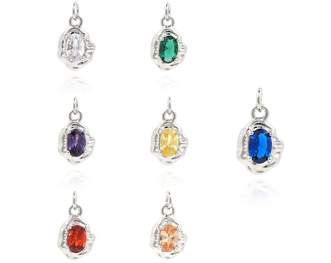 Gold Silver Crystal Necklace, 18K Gold Filled Crystal Pendant, Special-Shaped Necklace, Rhinestone Pendant, Crystal Pendant, 14.5x8x3.3mm