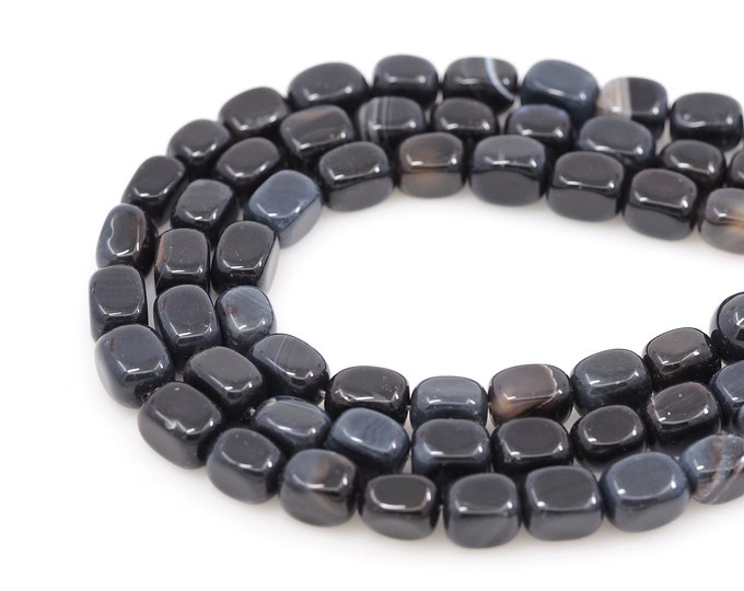 Rectangular Bead,Black Natural Stone Rectangular Beads,Natural Stone Necklaces,Rectangular Gemstone Chains,Bar Gemstone Chains,8x12mm