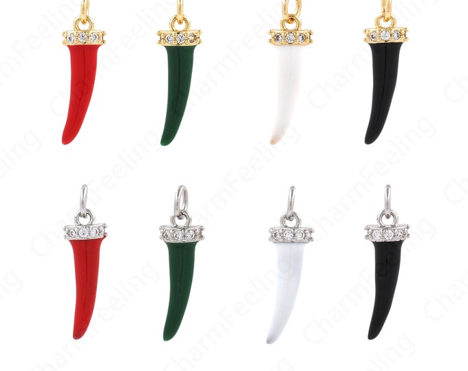 Chili Pepper Charm, Pepper Necklace, 18K Gold Filled Enamel Pepper Pendant, Enamel Pendant,Pepper Charm, Enamel Necklace,22.5x7x3mm