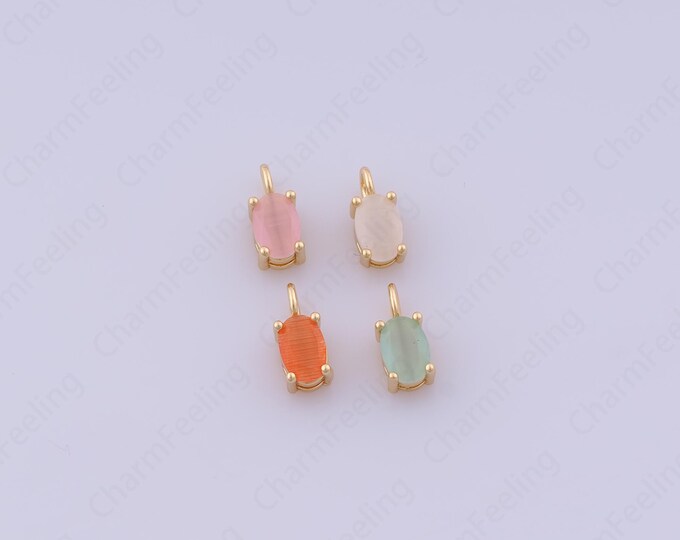 18K Gold Filled Oval Pendant, Micropavé CZ Oval Necklace,Oval Charm,Disc Pendant, DIY Jewelry Supplies,9.4x4x3.8mm