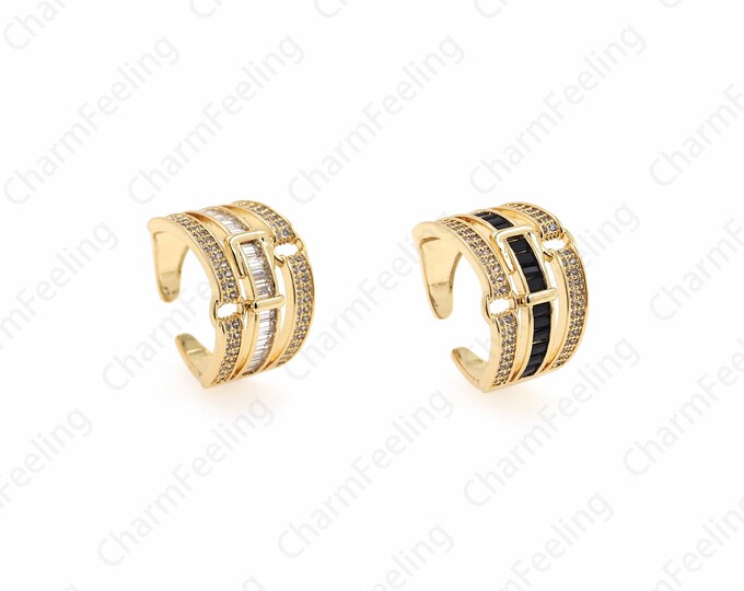 Ring Charm, Micropavé CZ Everyday Rings, Round Rings, Gold Open Rings, 18K Gold Filled Adjustable Rings, DIY Jewelry Supplies