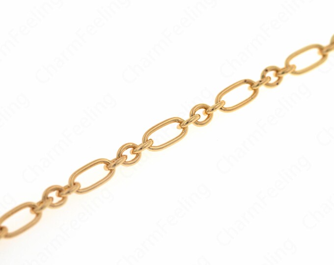 1 Meter 18k Gold  Filled Jumbo Link Paper Clip Chain，Paperclip Chain Necklace，DIY Jewelry Jewelry Making Semi-Finished Chain,9.2x4.5x0.9mm