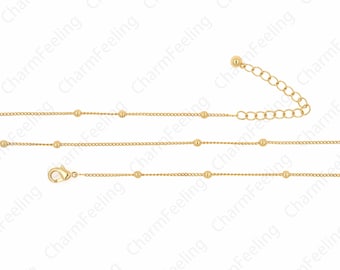 Ball Necklace,Lobster Clasp Necklace,18K Gold Filled Simple Necklace, Brass Necklace, Round Necklace, DIY Jewelry Supplies,2.4mm