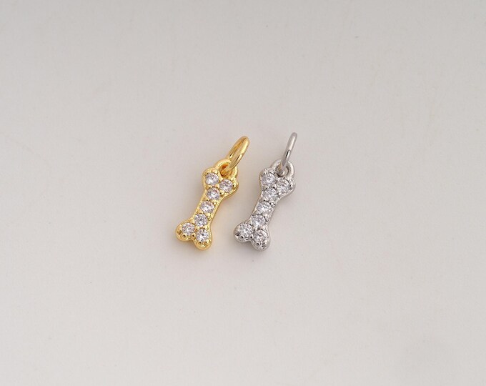 CZ Bone Pendant,Bone Pendant,18K Gold Filled Bone Charm,DIY Jewelry Accessories,14x4x2.2mm