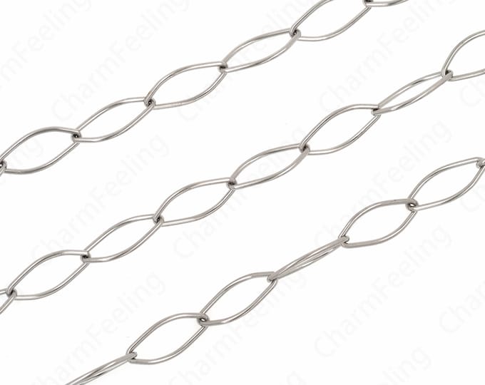 Silver FilledOval Chain,Silver Square Chain, Diamond Paperclip Chain,Semi-Finished Chain, Nickel Free Unfinished Link Chain 7.5x16x1mm