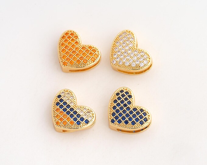 CZ Heart Pendant,Love Pendant,18K Gold Filled Heart Charm,DIY Jewelry Accessories,17.2x13.7x5.4mm
