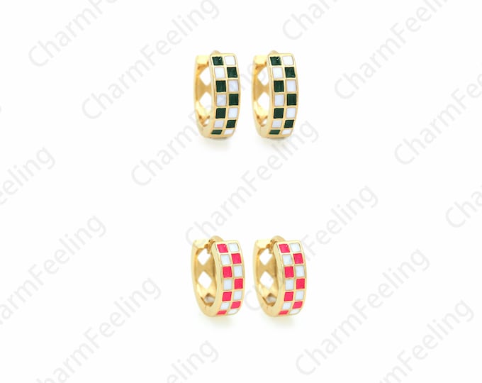 Enamel Earrings,Piano Earrings,Round Earrings,Pierced Earrings, 18K Gold Filled Enamel Charm, DIY Jewelry Supplies,12.4x12.8x3.5mm