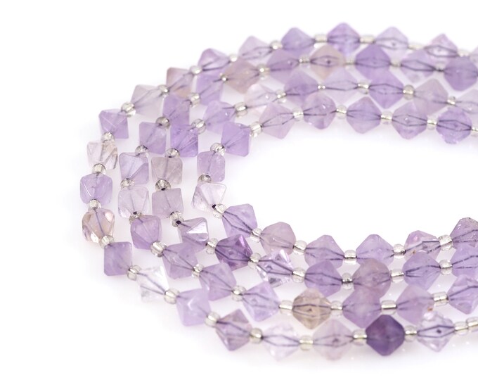 Diamond Faceted Gemstone Beads, Light Amethyst Necklace, Natural Stone Chain, Natural Stone Beads, DIY Bracelet Necklace Accessories, 10mm