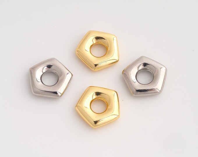 18K Gold Filled Pentagonal Spacer Beads,Flat Beads,Pentagonal Beads,DIY Jewelry Supplies,14x3.5mm Hole 5mm