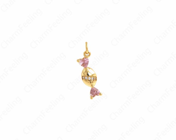 Candy Charm,Sugar Coated Necklace,Sweet Charm, Sweet Necklace, 18K Gold Filled Sweet Pendant,Dainty Pendant,22.4x11x3mm