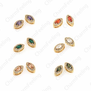 Micropavé CZ Oval Special-Shaped Spacer Beads, 18K Gold Filled Special-Shaped Spacer Beads, Gold Hole Beads, Bracelet Accessories,10x5.5x6mm