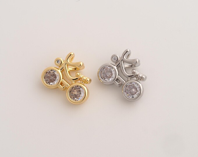 CZ Bicycle Pendant,Bicycle Pendant,18K Gold Filled Bicycle Charm,DIY Jewelry Accessories,13.3x15.7x3.4mm