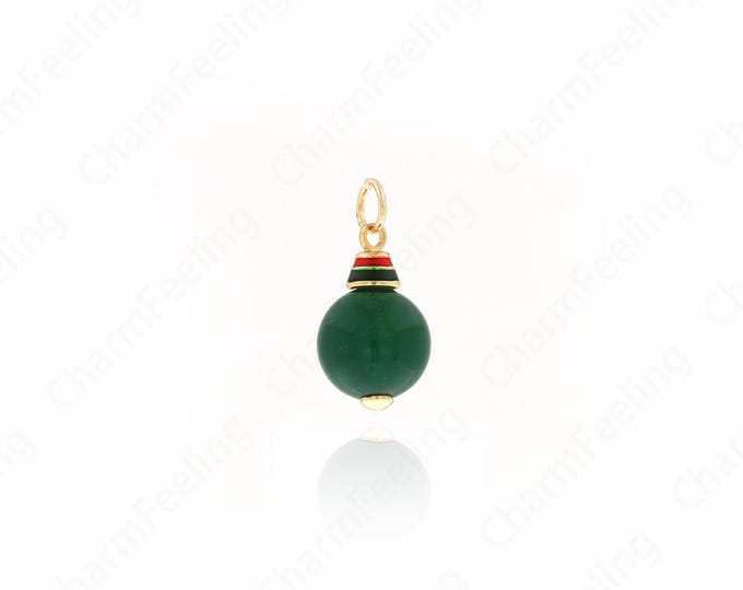 Natural Stone Pendant,Ball Charm, Ball Necklace, 18K Gold Filled Ball Jewelry,DIY Jewelry Supplies, 20.5x10.2x10.2mm