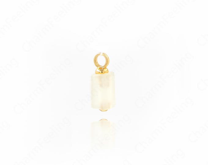 Natural Stone Pendant,Cylinder Charm,Ball Necklace,18K Gold Filled Ball Jewelry,DIY Jewelry Supplies,17.5x6mm