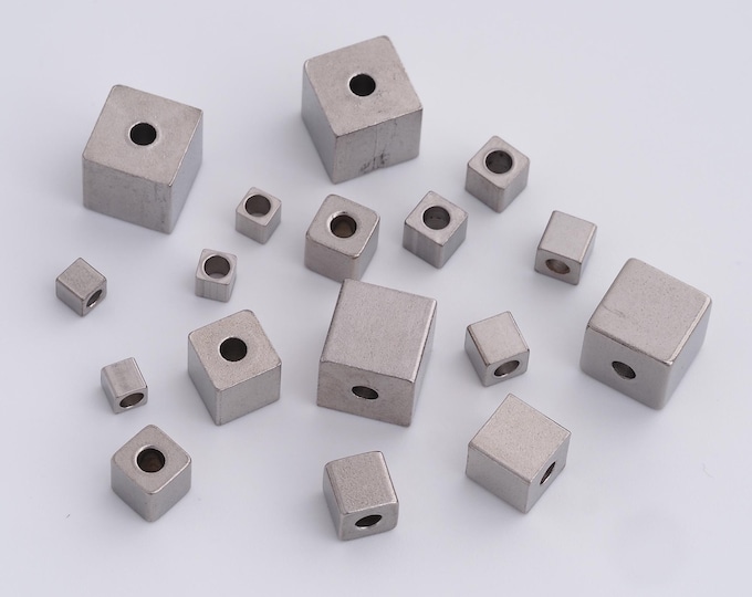 50pcs Silver Cube Beads,Stainless Steel Spacer Cube Beads, Silver Square Beads, Bracelet Beads, DIY Bracelet Necklace Jewelry Making
