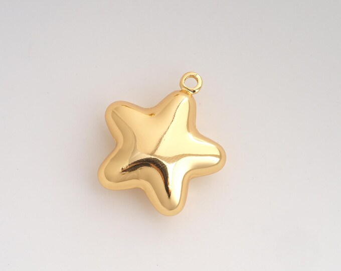 Star Pendant,Celestial Pendant,18K Gold Filled Starburst Charm,DIY Jewelry Accessories,32.2x28.4x11mm