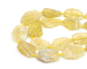 Flat Gemstones, Lemon Citrine Beads, Irregular Gemstone Chains, Natural Stone Necklaces, Natural Stone Chains, Topaz Necklaces