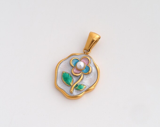 Enamel Flower Charms,Dainty Flower Charm, 18K Gold Filled Flower Pendant,DIY Jewelry Accessories 26.8x16x4.8mm