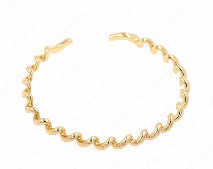 18K Gold Filled Open Bracelet, Simple Bracelet, Adjustable Bracelet, Gift for Her, Modern Bracelet,17cm