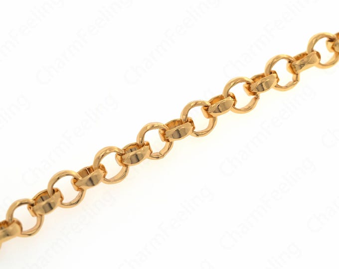 1 Meter, Brass Gold-Plated Chain, 18K Gold Filled Round Twisted Chain, Exquisite Chain Necklace, Welded Chain,8.5x2.8mm