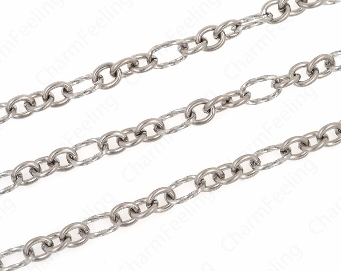 Silver FilledStainless Steel Chain Ring Chain Necklace,  Layered Necklace, Square Chain,Silver Chain, Classic Chain Necklace 6.8x11x1.5mm