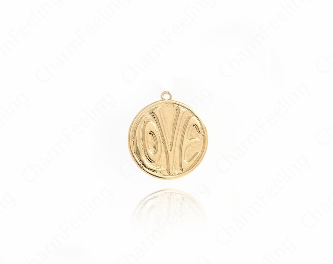 18K Gold Filled Round Pendant, Miscellaneous Necklace, Round Gold Necklace, Faceted Round Pendant, DIY Jewelry Accessories, 25x22.5x1.6mm