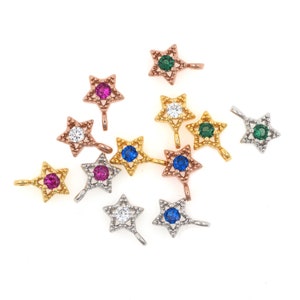 diamond star pendant,solid gold star, DIY necklace, jewelry bracelet accessories  10*8*4mm 1pcs