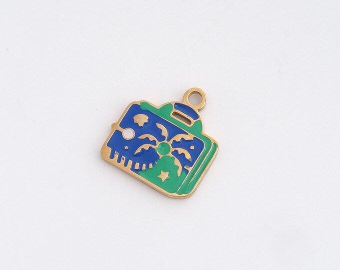 Enamel Briefcase Charms,Dainty Bag Charm, 18K Gold Filled Briefcase Pendant,DIY Jewelry Accessories 15.7x15x1.3mm